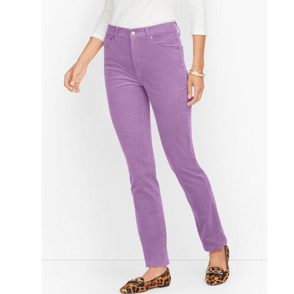 Talbots Corduroy Pants Size 10P Purple Stretch Straight Leg - Picture 1 of 12